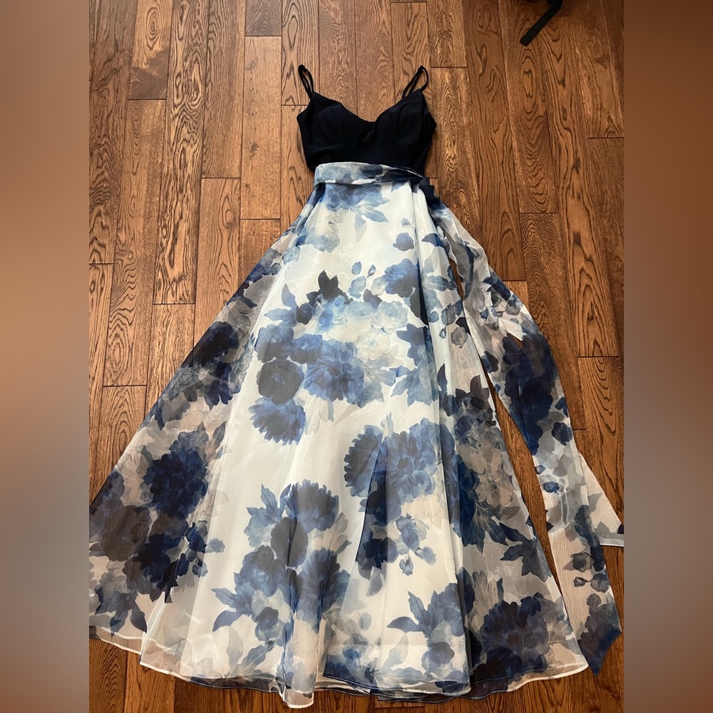 Eliza J Blue Floral Organza Dress 6